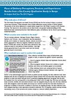 Cover of Place of Delivery: Perceptions, Tensions, and Experiences - Results from a Six-County Qualitative Study in Kenya (Analysis Brief) (English)