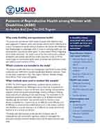 Cover of Patterns of Reproductive Health among Women with Disabilities (AS80) - Analysis Brief (English)