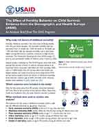 Cover of The Effect of Fertility Behavior on Child Survival: Evidence from the Demographic and Health Surveys (AS88) - Analysis Brief (English)