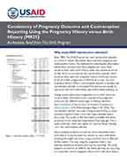 Cover of Consistency of Pregnancy Outcome and Contraceptive Reporting Using the Pregnancy History versus Birth History (MR35) - Analysis Brief (English)