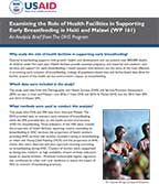 Cover of Examining the Role of Health Facilities in Supporting Early Breastfeeding in Haiti and Malawi (Analysis Brief) (English)