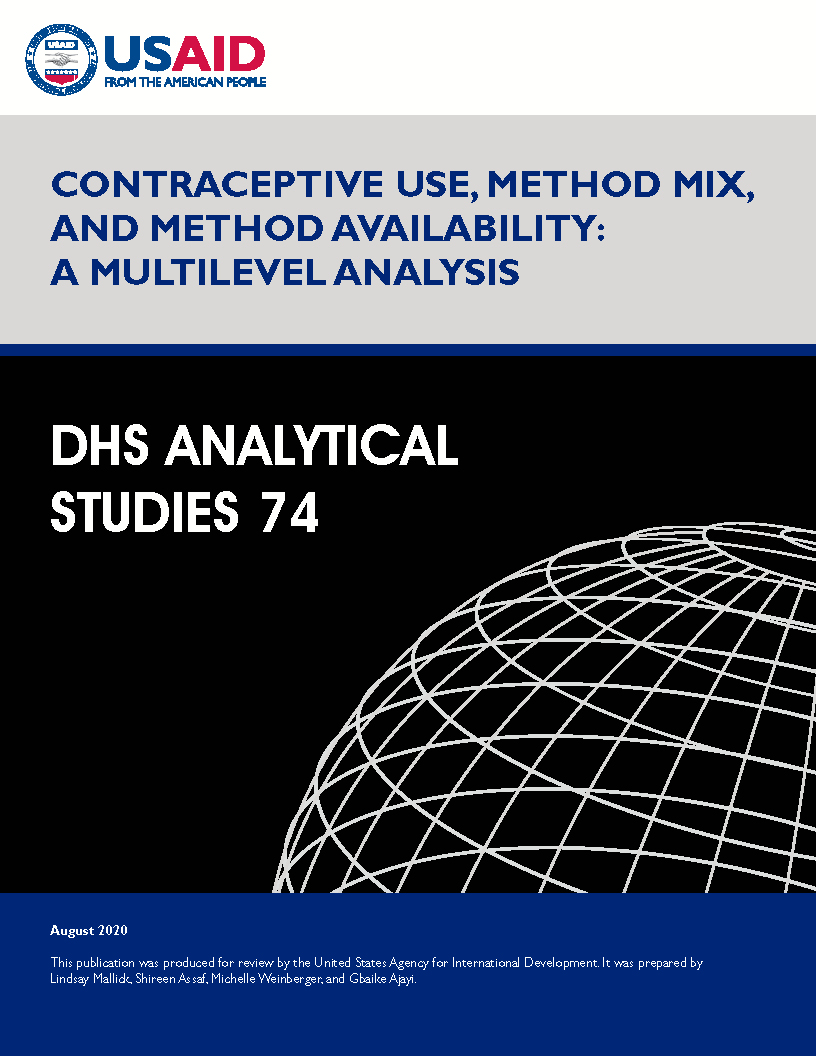 Cover of Contraceptive Use, Method Mix, and Method Availability: A Multilevel Analysis (English)