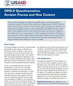 Cover of DHS8 Questionnaire Summary (English)