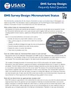 Cover of DHS Survey Design: Micronutrient Status (English)