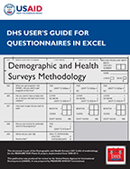 Cover of DHS User's Guide for Questionnaires in Excel (English)