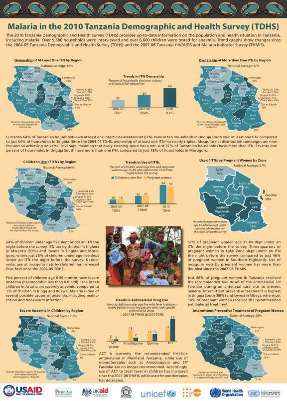 Cover of Tanzania 2010 DHS Malaria Mini-Poster (English)