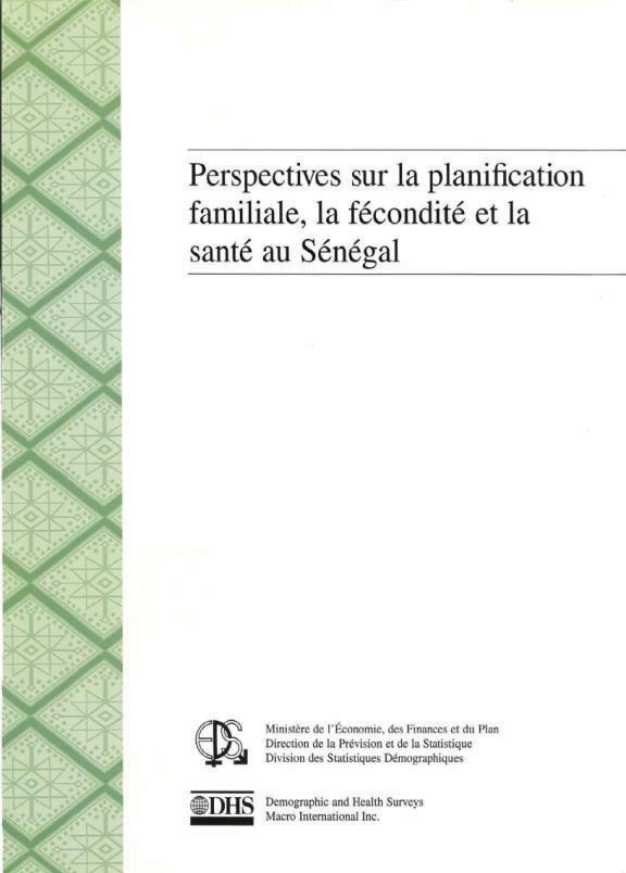 Cover of Perspectives sur la planification familiale, la fécondité et la santé au Sénégal (French)