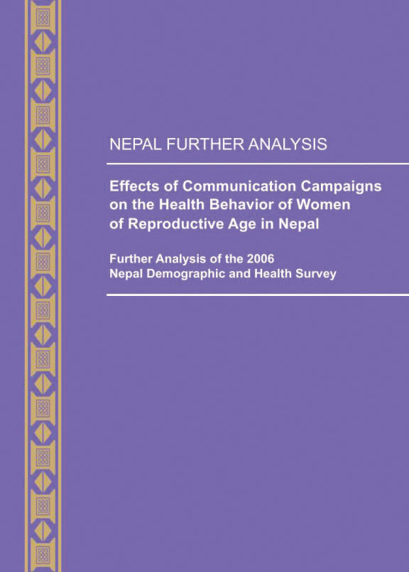 Cover of Effects of Communication Campaigns on the Health Behavior of Women of Reproductive Age in Nepal (English)