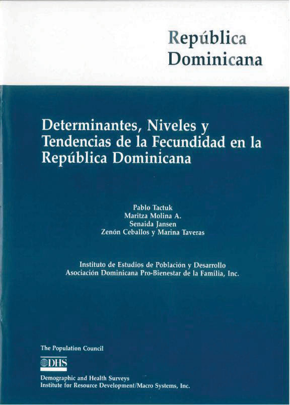 Cover of Determinantes, Niveles y Tendencias de la Fecundidad en la República Dominicana (Spanish)