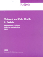 Cover of Bolivia DHS, 1989 - Final Report: Maternal and Child Health in Bolivia (English)