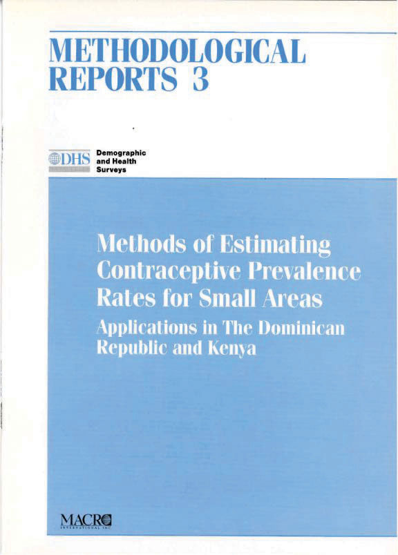 Cover of Methods of Estimating Contraceptive Prevalence Rates for Small Areas: Applications in the Dominican Republic and Kenya (English)
