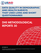 Cover of Data Quality in Demographic and Health Surveys That Used Long and Short Questionnaires (English)