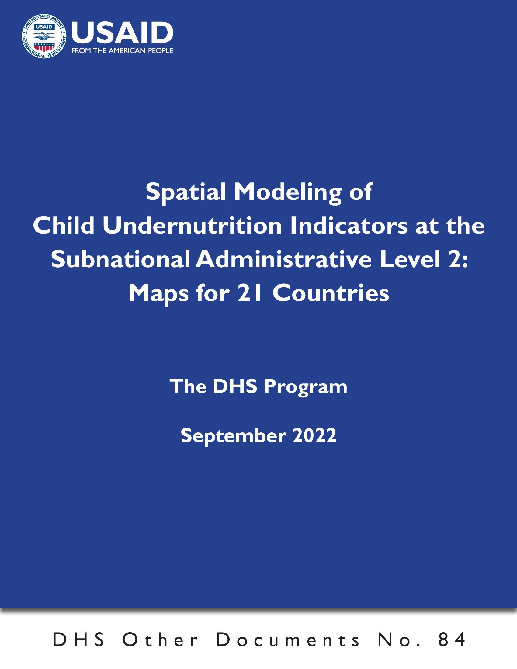 Cover of Spatial Modeling of Child Undernutrition Indicators at the Subnational Administrative Level 2 (English)