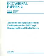 Cover of Autonomy and Egyptian Women: Findings from the 1988 Egypt Demographic and Health Survey (English)