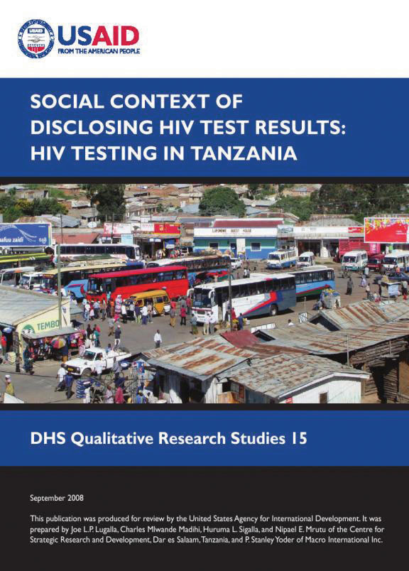 Cover of Social Context of Disclosing HIV Test Results: HIV Testing in Tanzania (English)