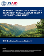 Cover of Barriers to Family Planning Use in Eastern Nepal: Results from a Mixed Methods Study (English)