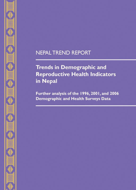Cover of Trends in Demographic and Reproductive Health Indicators in Nepal (English)