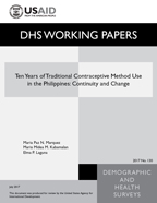 Cover of Ten Years of Traditional Contraceptive Method Use in the Philippines: Continuity and Change (English)