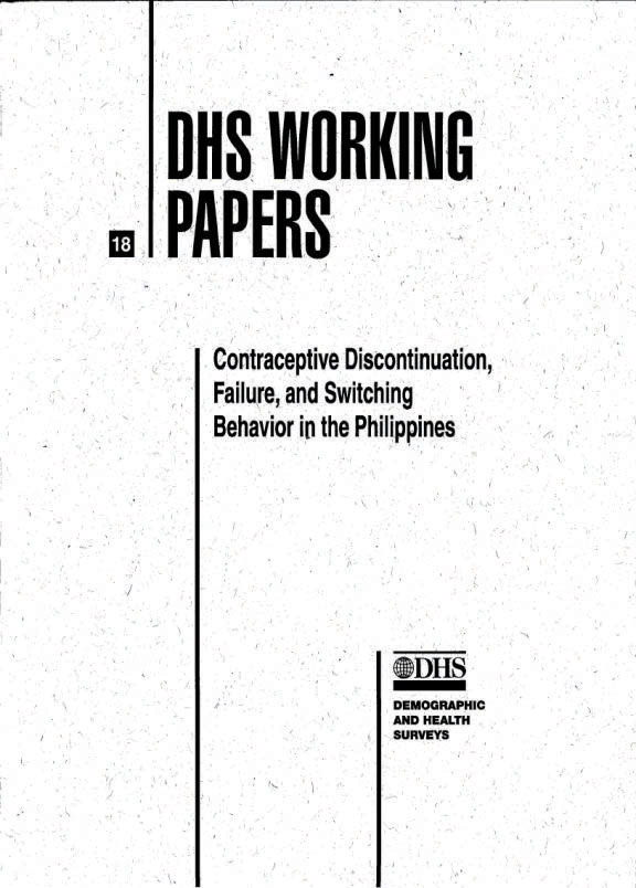 Cover of Contraceptive Discontinuation, Failure, and Switching Behavior in the Philippines (English)