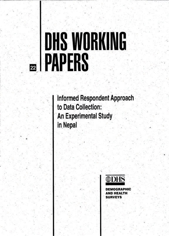 Cover of Informed Respondent Approach to Data Collection: An Experimental Study in Nepal (English)