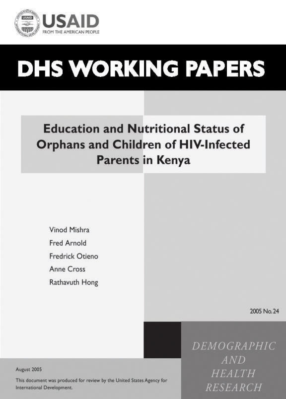 Cover of Education and Nutritional Status of Orphans and Children of HIV-Infected Parents in Kenya (English)