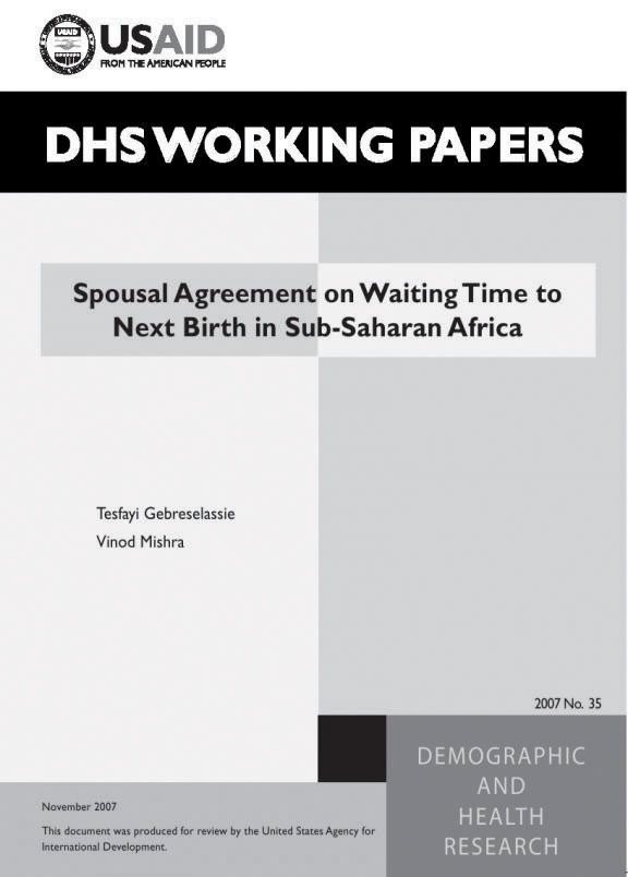 Cover of Spousal Agreement on Waiting Time to Next Birth in Sub-Saharan Africa (English)
