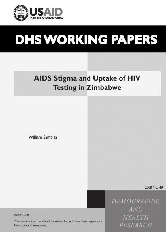 Cover of AIDS Stigma and Uptake of HIV Testing in Zimbabwe (English)