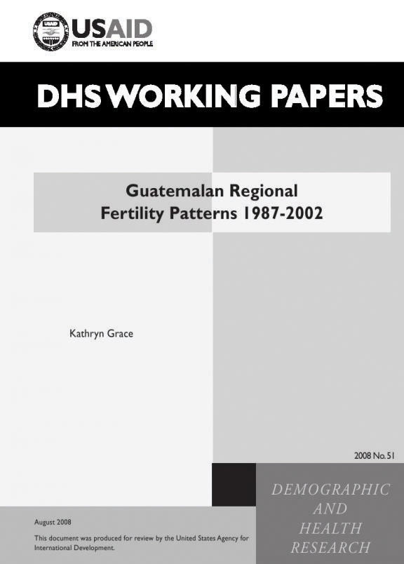 Cover of Guatemalan Regional Fertility Patterns 1987-2002 (English)