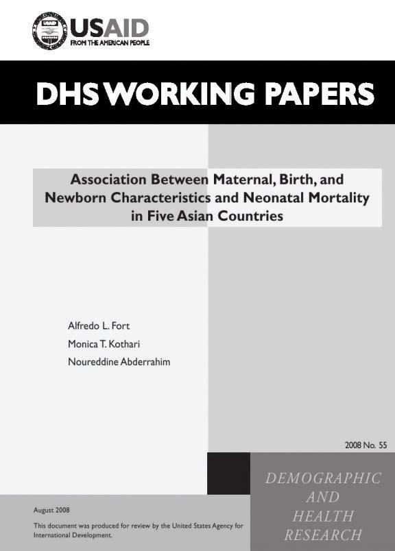 Cover of Association Between Maternal Birth, and Newborn Characteristics and Neonatal Mortality in Five Asian Countries (English)