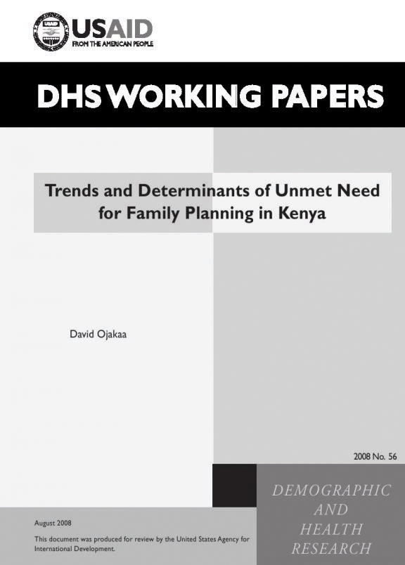 Cover of Trends and Determinants of Unmet Need for Family Planning in Kenya (English)