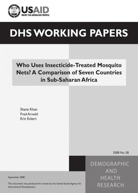 Cover of Who Uses Insecticide-Treated Mosquito Nets? A Comparison of Seven Countries in Sub-Saharan Africa (English)