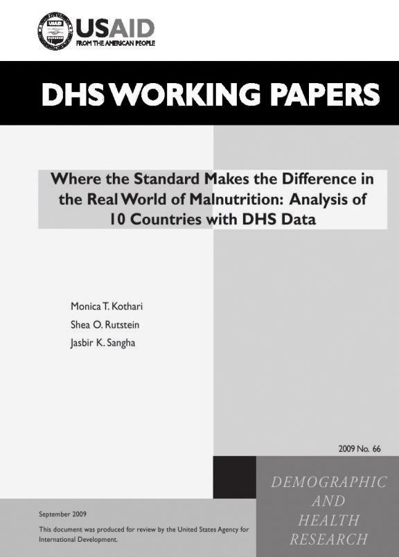 Cover of Where the Standard Makes the Difference in the Real World of Malnutrition: Analysis of 10 Countries with DHS Data (English)