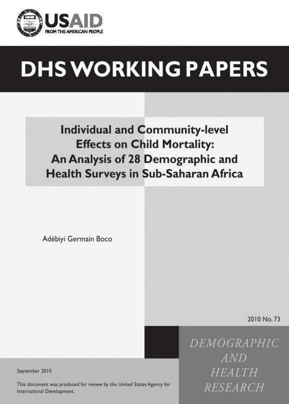 Cover of Individual and Community-level Effects on Child Mortality: An Analysis of 28 Demographic and Health Surveys in Sub-Saharan Africa (English)
