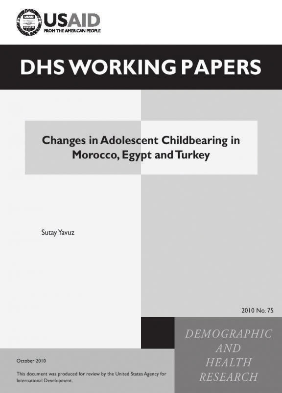 Cover of Changes in Adolescent Childbearing in Morocco, Egypt and Turkey (English)
