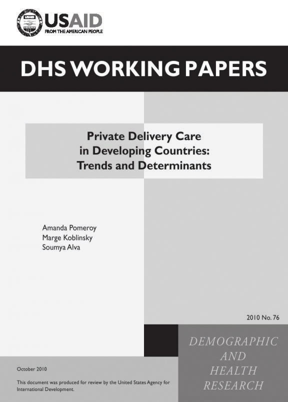 Cover of Private Delivery Care in Developing Countries: Trends and Determinants (English)