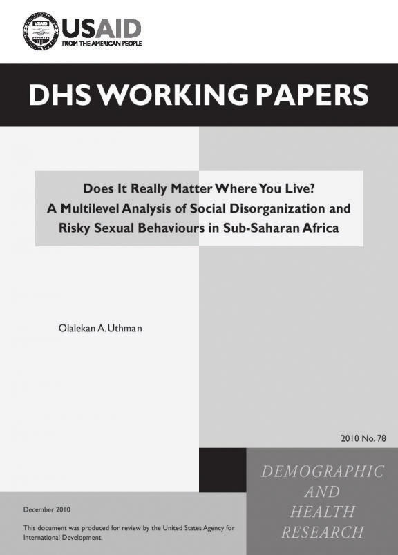 Cover of Does It Really Matter Where You Live? A Multilevel Analysis of Social Disorganization and Risky Sexual Behaviours in Sub-Saharan Africa (English)