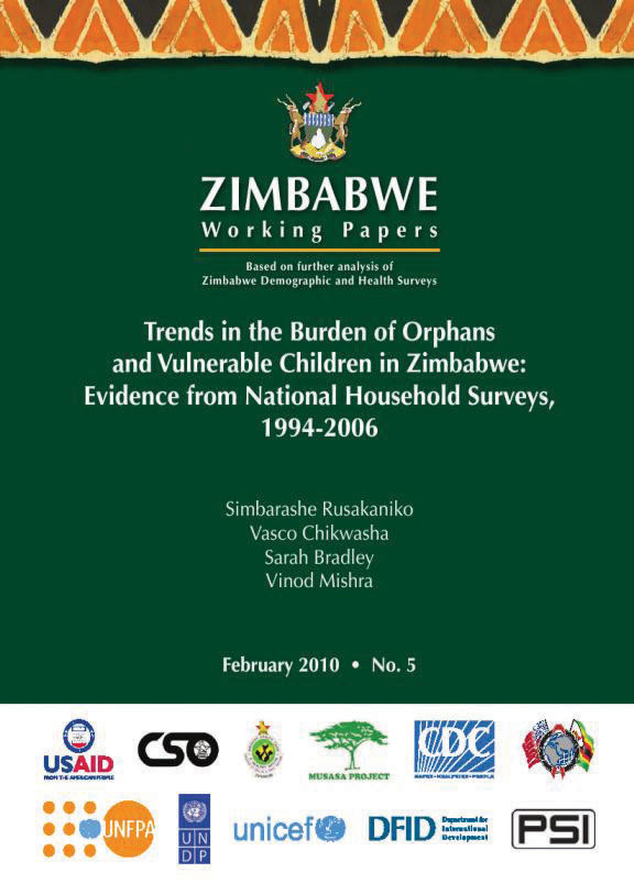 Cover of Trends in the Burden of Orphans and Vulnerable Children in Zimbabwe: Evidence from National Household Surveys, 1994-2006 (English)